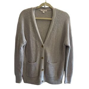 J Crew Gray Cardigan Sweater Women’s Size Small Cotton Cashmere Grandpa